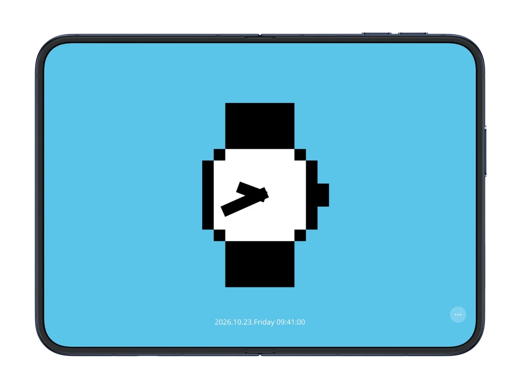 iconclock を iPhone Duo の開いた画面で表示した様子